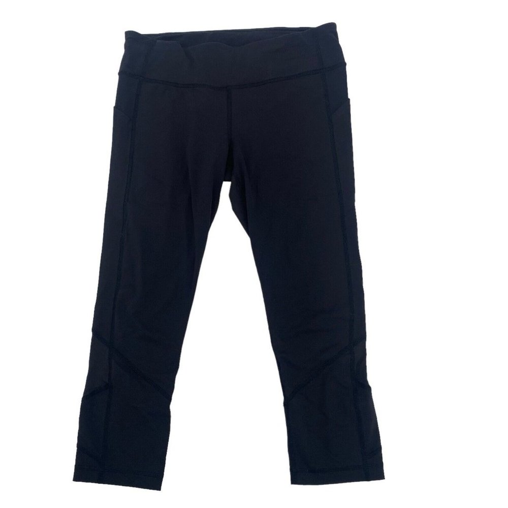 Lululemon Size 10 Pace Revival Cropped Leggings Black Stash Pockets